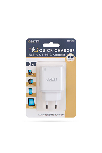 CED AUTO TRADE USB + Type-C PD20W fast charging power adapter - white