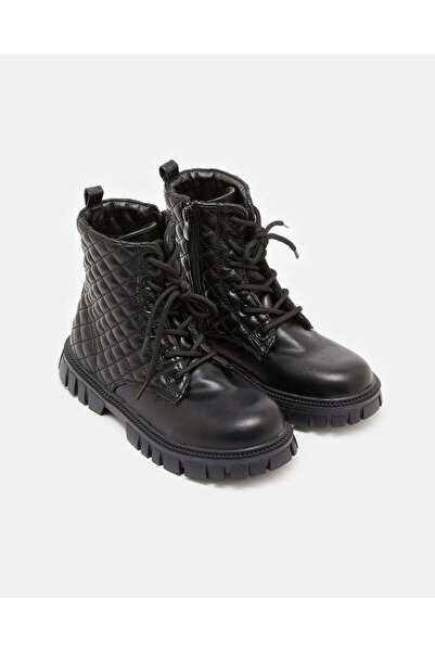 REDTAG Senior Girls Black Textured Ankle Boot