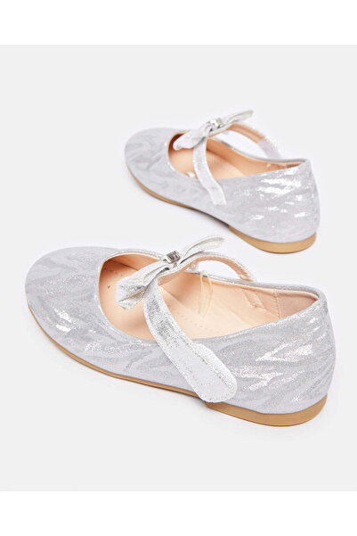 REDTAG Girls Silver Embellished Glitter Ballerina