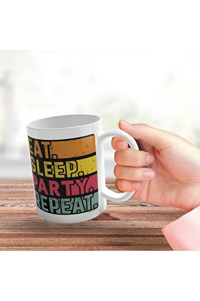 NASAQ Funny 'Eat, Sleep, Party, Repeat' Ceramic Mug – 11oz, Dishwasher & Microwave Safe (Stuff4)