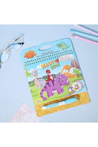 Lunitoys كتاب تلوين دينو ساوندز وورلد تريسيراتوبس - كتاب تلوين مع قلم سحري خاص