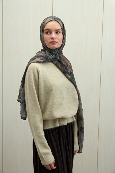 cs camellia scarf Σάλι Frosted Bloom Muslin - Μαύρο Μπεζ