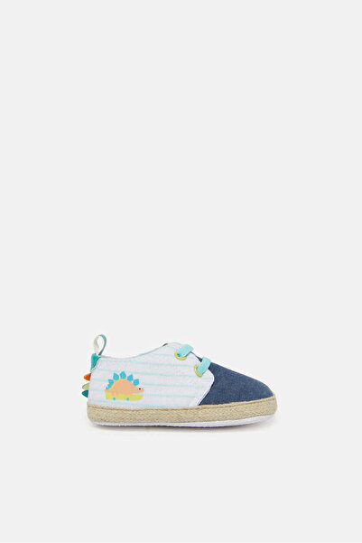 REDTAG Baby Blue Denim Dinosaur Print Pram Shoe