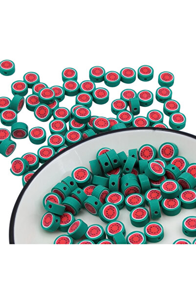 HERALDİS Watermelon Pattern Polymer Clay Fimo Beads - 30 Pieces Jewelry Beads for Jewelry and Bracelet Making