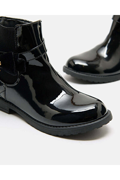 REDTAG Girls Black Bow Patent Ankle Boot