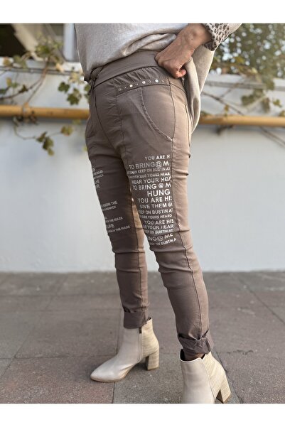 DenizEge Italian Written Trousers Mink