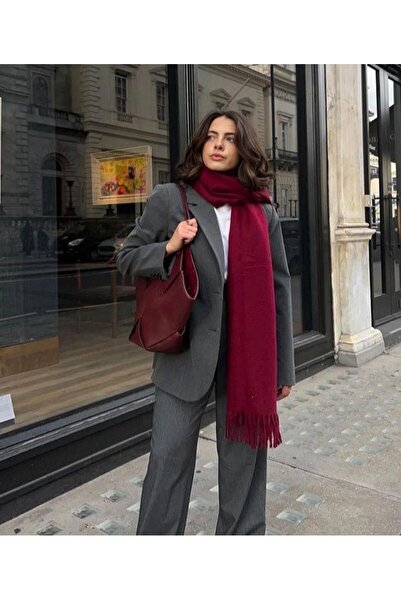 LİNORA Puffy Uzun Atkı BORDO