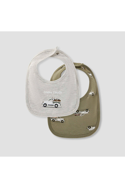 Juniors Farm Truck Print Bib with Button Closure - Set of 2