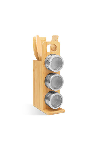 CED AUTO TRADE Magnetic spice rack - bamboo tool set - 7 pieces - 80 x 135 x 275 mm