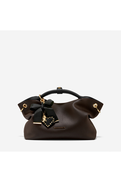 Black Ribbon Geantă de mână maro pentru femei Maxi Size cu detaliu de accesoriu - Tina