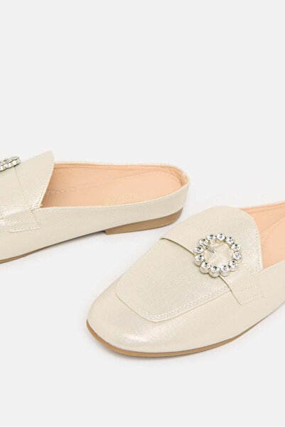 REDTAG Senior Girls Gold Buckle Embellished Mule