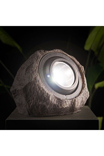 Alista Home Lampa solara LED de exterior – forma de piatra – alba – 20 x 12 x 16 cm