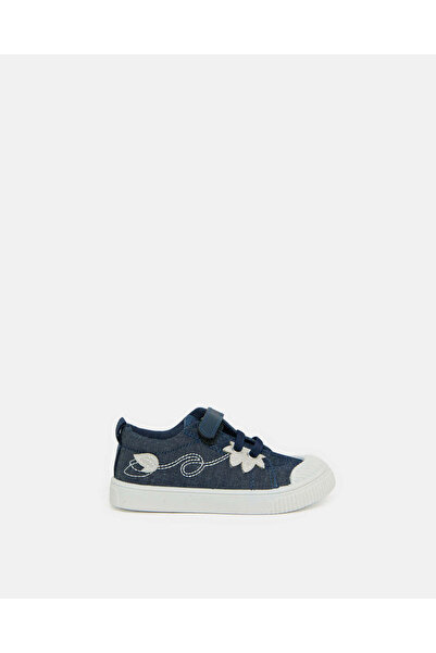 REDTAG Infant Girls Navy Floral Patch Sneakers