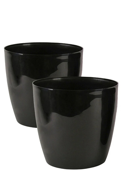 BiDünya 2 Adet Yakut Parlak Dekoratif Plastik Çiçek Masa Saksısı 4,4 Litre Iç...