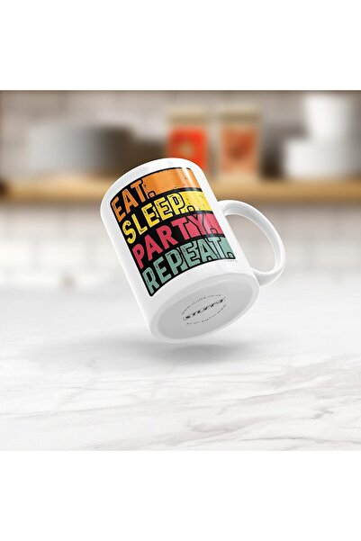 NASAQ Funny 'Eat, Sleep, Party, Repeat' Ceramic Mug – 11oz, Dishwasher & Microwave Safe (Stuff4)