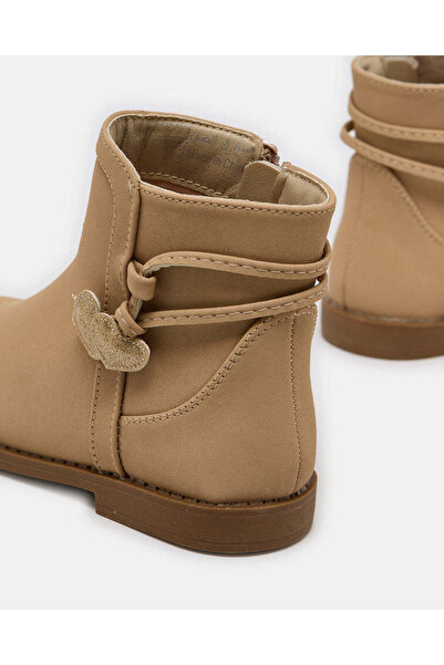 REDTAG Girls Beige Heart Charm Chelsea Boot