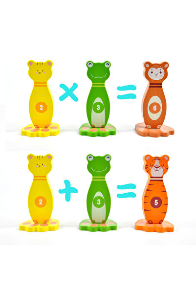 Stuniko 2-in-1 Interactive Wooden Game for Children, Bowling and Ring Toss, 3+