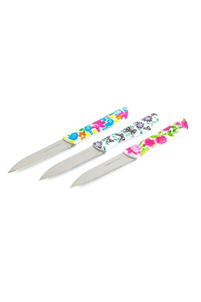 OEM Set de cutite de bucatarie - 16 cm - model florar - 3 bucati / pachet