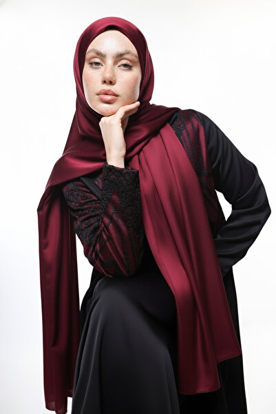 HARİKA WEAR شال حريري بوردو - غطاء رأس