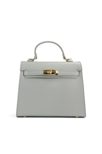 Posete Fagaras Thea Slim Leather Purse - Light Grey, 1 Compartment, 1 Pocket, Adjustable Strap max 123 cm