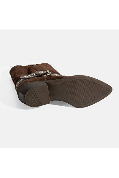 Desa Kadın Kahve Ayarlanabilir Kemer Aksesuarlı Süet Bot