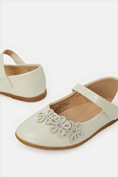 REDTAG Girls Cream Flower Embellished Ballerina