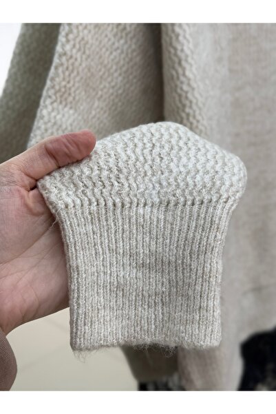 BENAHOLL Πλεκτό πουλόβερ με διακοσμητικά λεπτομέρειες με δαντέλα Allegra-Zİ4514 Stone