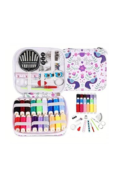 DUCK HOBY مجموعة أدوات الخياطة - صندوق خياطة محمول بتصميم زهور مع سحاب للسفر ...