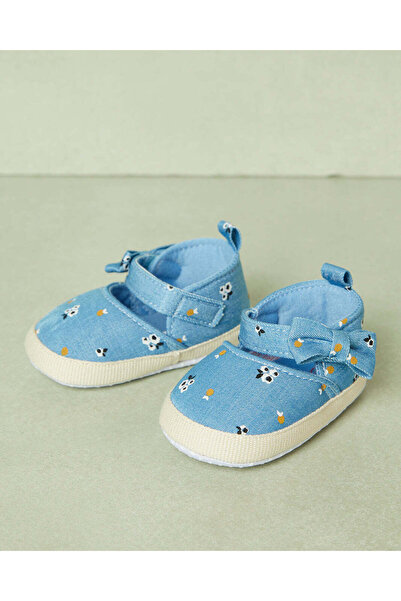 REDTAG Baby Blue Denim Printed Pram Shoes