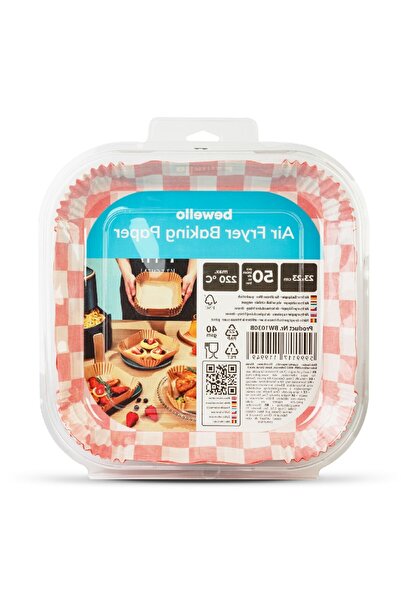 CED AUTO TRADE Baking Paper for Air Fryer - Checkered Pattern, Square, 23 x 23 cm - 50 Pieces/Pack