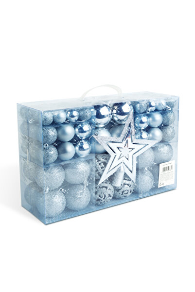 CED AUTO TRADE Christmas tree ornament set – 100 baubles + star topper – silver