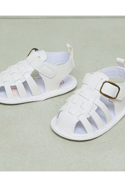 REDTAG Baby White Buckle Detail Pram Shoe
