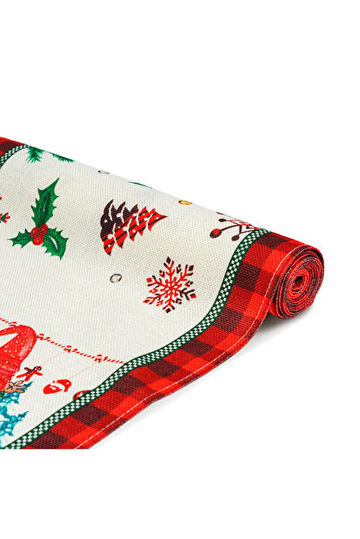 CED AUTO TRADE Decorative table runner – elf pattern – 183 x 33 cm – red/black – polyester