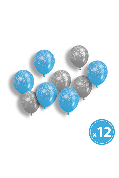 Alista Home Σετ μπαλονιών - μπλε, ασημί, με χριστουγεννιάτικα μοτίβα - 12 τεμ...