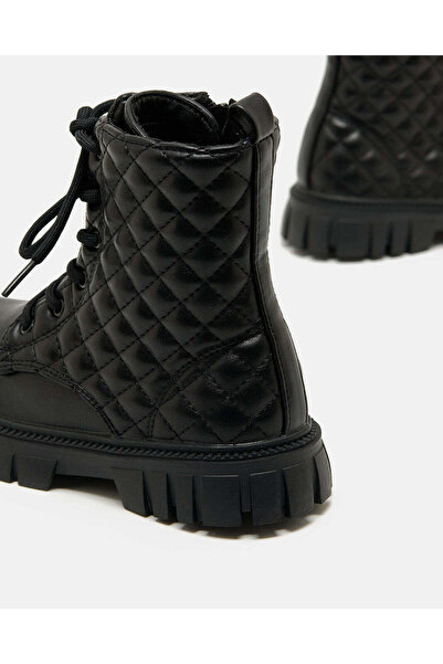 REDTAG Girls Black Quilted Ankle Boot