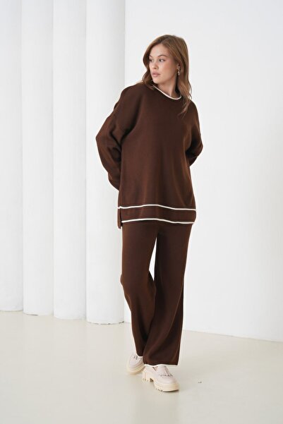 Noi Belis Basic Oversized Crew Neck Knitwear Bottom-Top Set Aw25Au0031