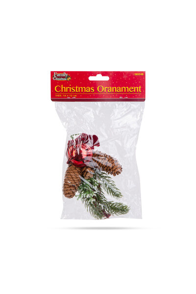 CED AUTO TRADE Christmas door decoration - artificial pine tree, with cone, red bell - 16 x 15 cm