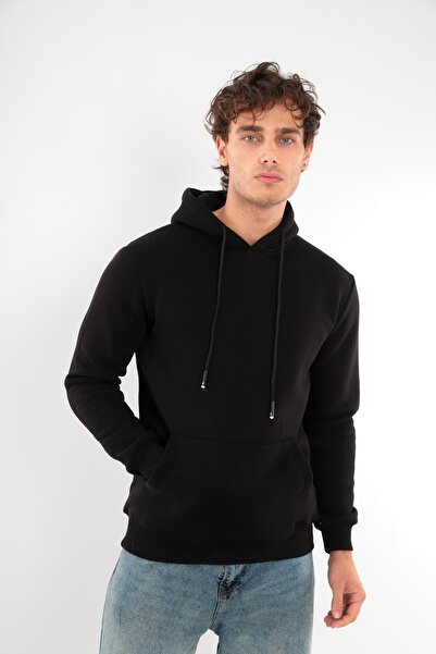 FRANCO RENZO Unisex Standard Cut 3 Thread Hooded Cotton Sweatshirt with Fleece Inside