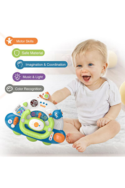 Stuniko Children's Car Simulator Steering Wheel with Light & Sound, Interactive Toy, 22.5 x 18.5 cm, 12 mont