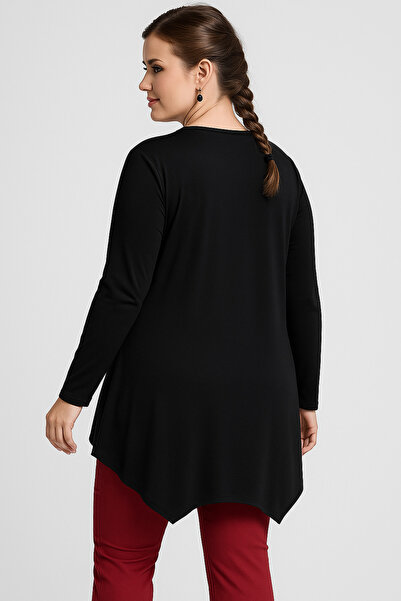 Curvy Trend Plus Size V-Neck Long Sleeve Slit Tunic