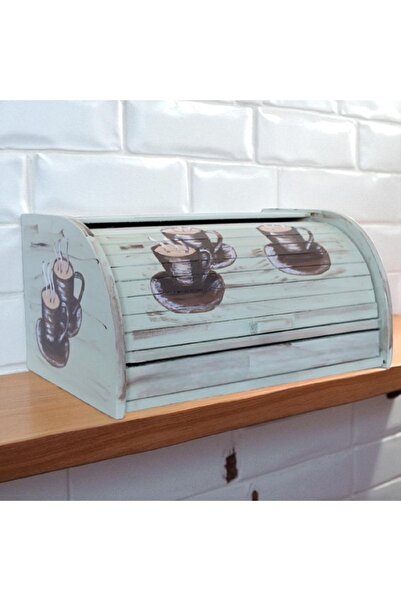 Decoratiuni Vintage Casa Retro Classic Cesti bread box, hand-painted, vintage green, without chopper, 39 X 18 X 27 cm