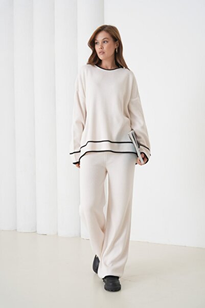 Noi Belis Basic Oversized Crew Neck Knitwear Bottom-Top Set Aw25Au0031