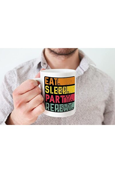 NASAQ Funny 'Eat, Sleep, Party, Repeat' Ceramic Mug – 11oz, Dishwasher & Microwave Safe (Stuff4)
