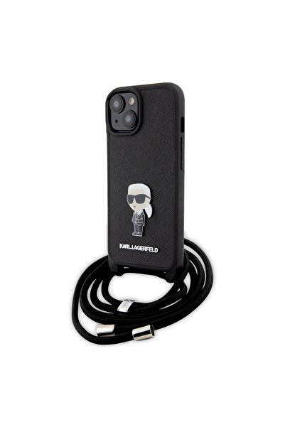 Karl Lagerfeld Carcasă pentru iPhone 15, Saffiano Crossbody, Neagră