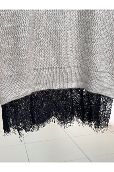 BENAHOLL Πλεκτό πουλόβερ με διακοσμητικά λεπτομέρειες με δαντέλα Allegra-Zİ4514 Stone