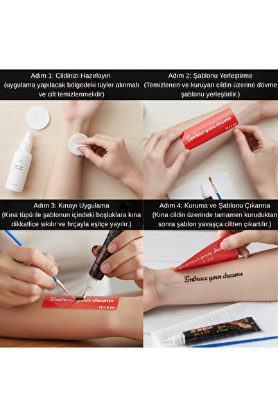 Lavmi Atatürk İmzası-5 Tattoo Geçici Dövme Şablonları Kına Kalıpları - 10 x 3 cm (Kına ve Fırça Dahildir)