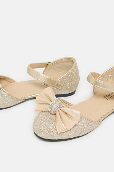 REDTAG Girls Gold Bow Glitter Ballerina