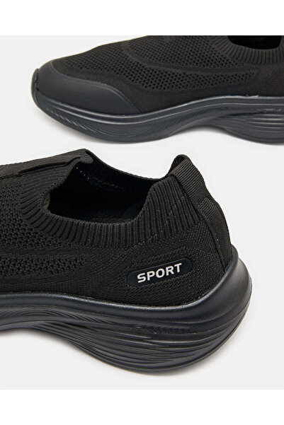 REDTAG Men Black Textured Slip On Sneakers