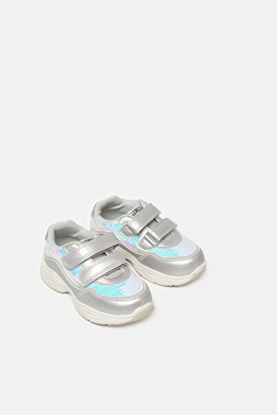 REDTAG Infant Girls Silver Embellished Trainers