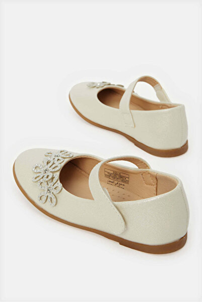 REDTAG Girls Cream Flower Embellished Ballerina
